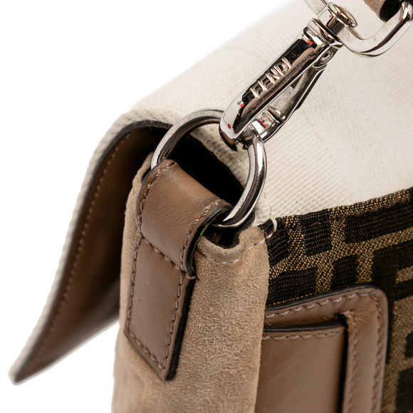 Pre-Loved Fendi Large Zucca and Pequin Canvas Convertible Baguette Satchel - Picture 9 of 11